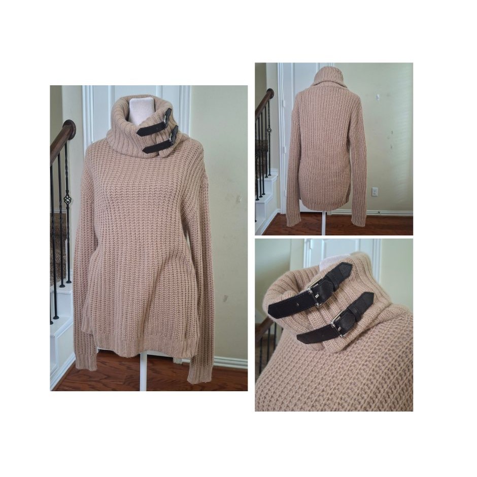 Ralph Lauren Tunic Sweater Cashmere Leather Buckle Preppy Quiet Luxury Academia